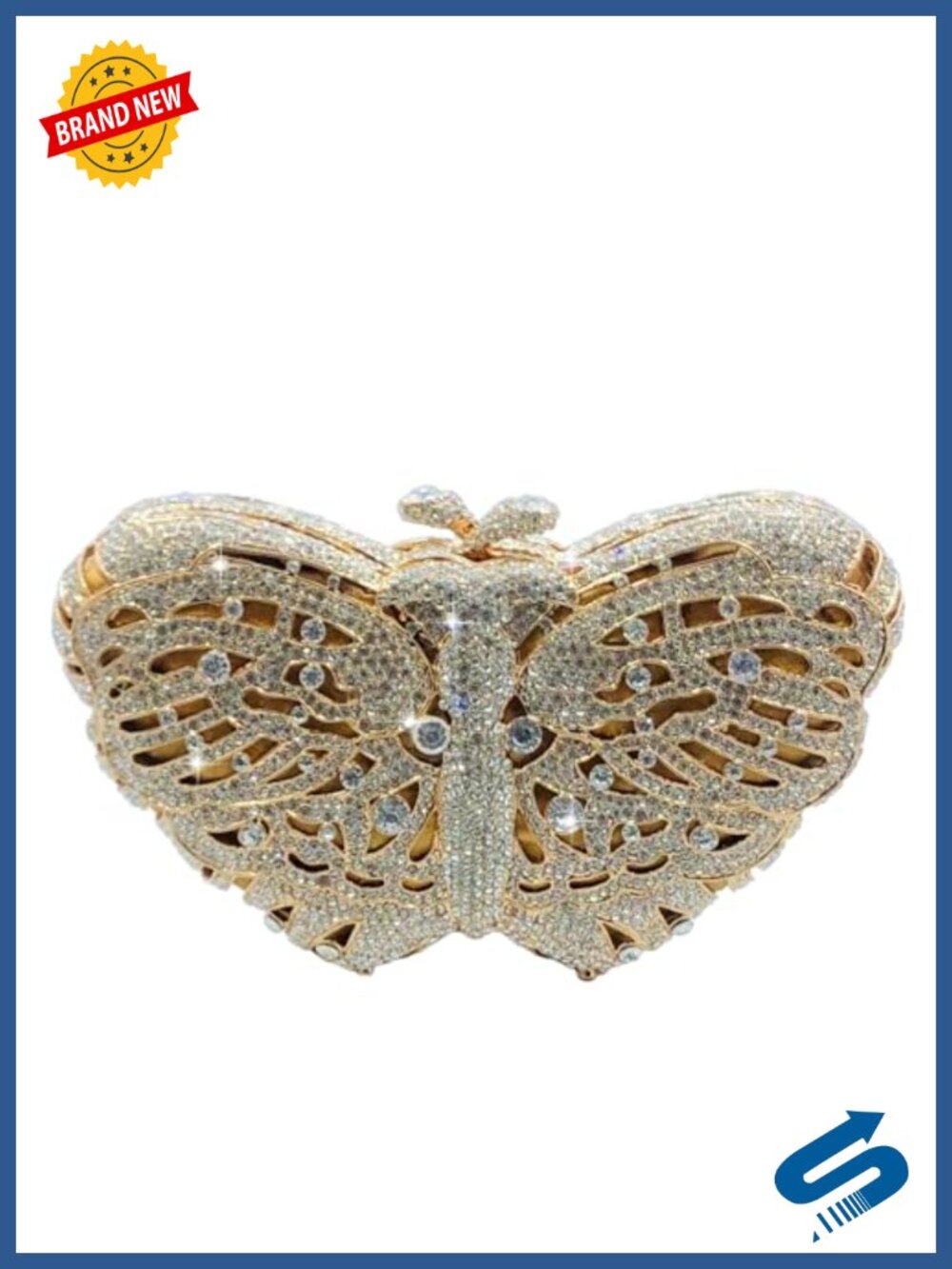 Rhinestone Butterfly Clutch Metal Frame Evening Bag Mini Crystal Purse